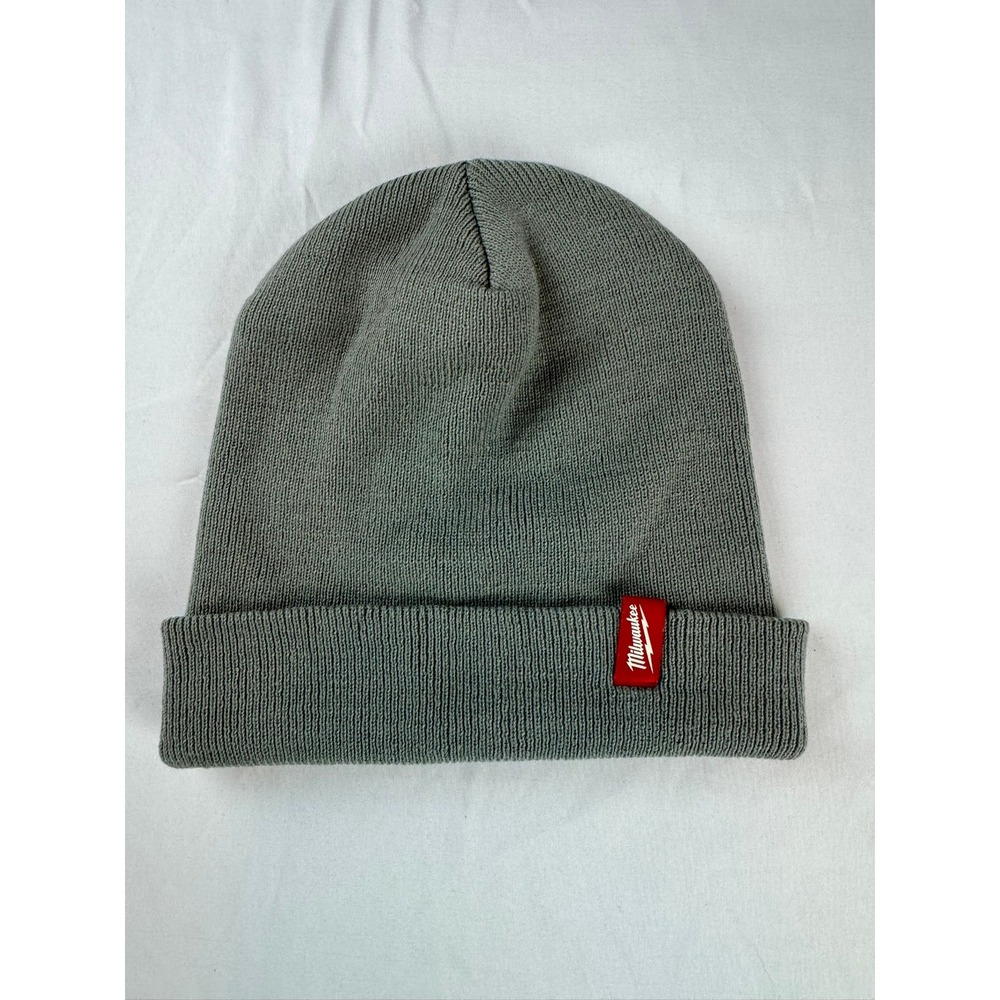 Milwaukee Gray Rolled Beanie Hat One Size Acrylic Workwear Knit Cap RN 150428